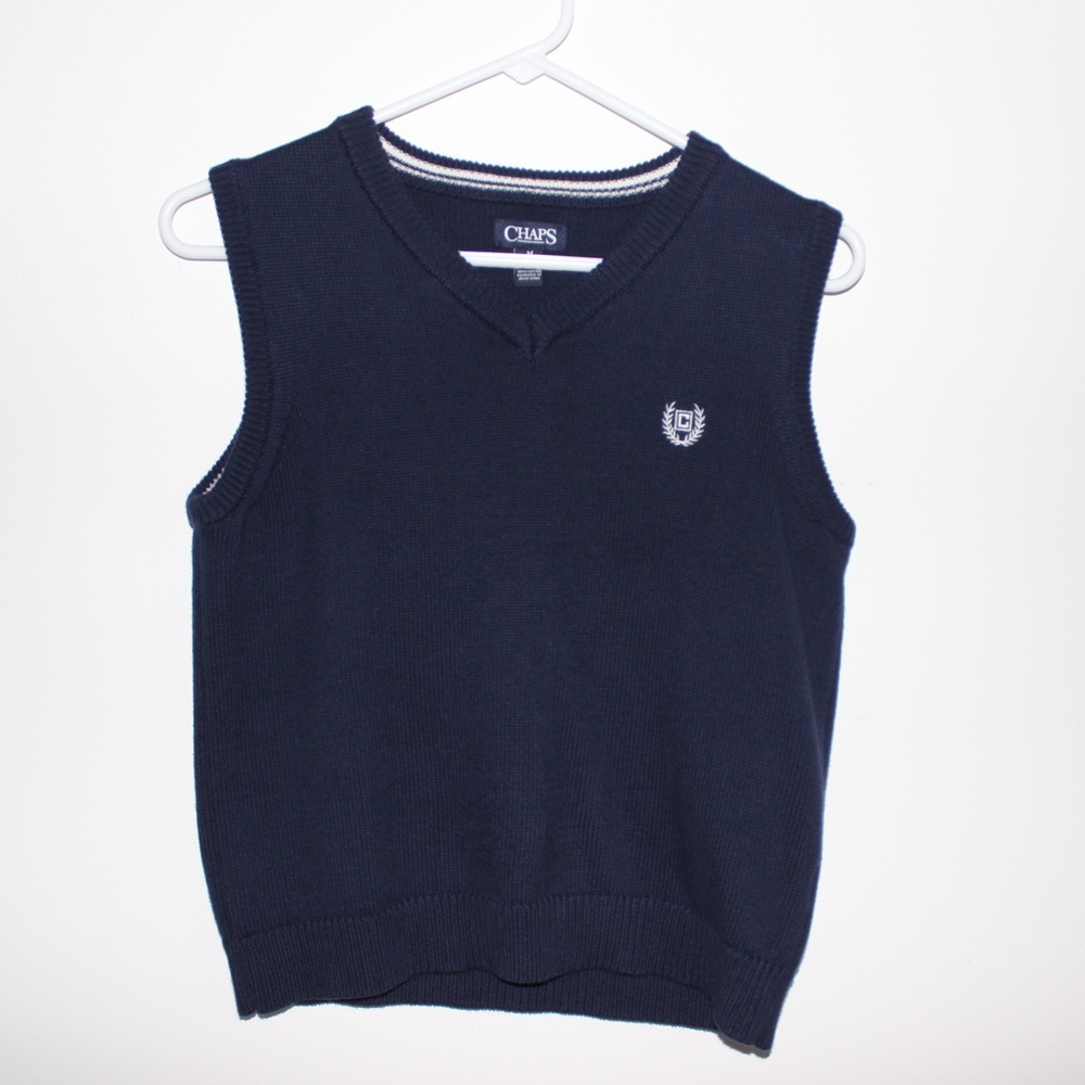 Chaps- Navy Blue V-neck Sweater Vest